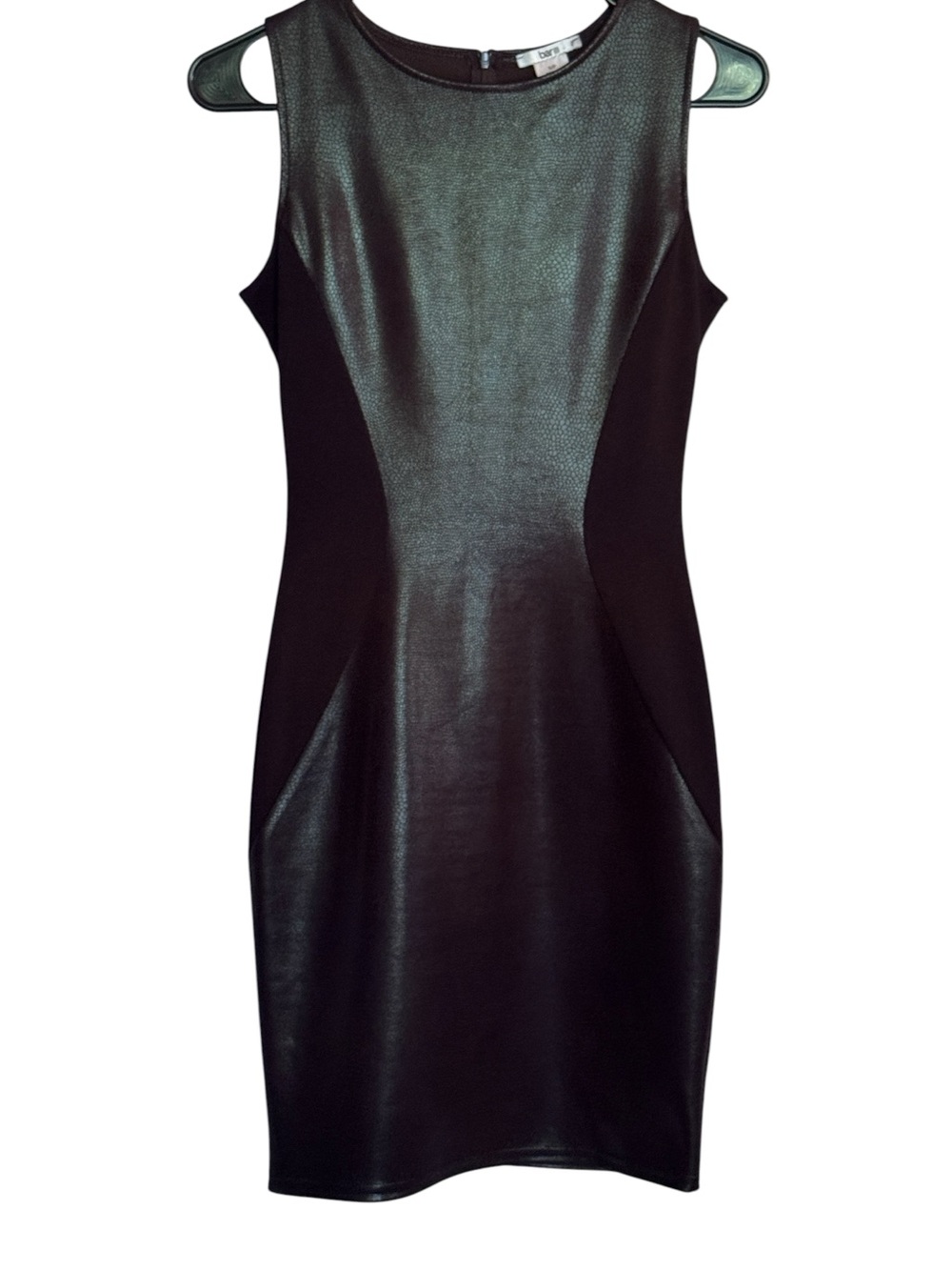 Bar III Sleek Black Faux-Leather Sheath Dress